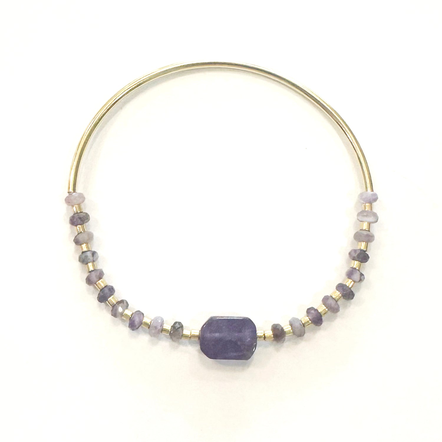 Stretch Bangle Bracelet - Amethyst Cast of Stones