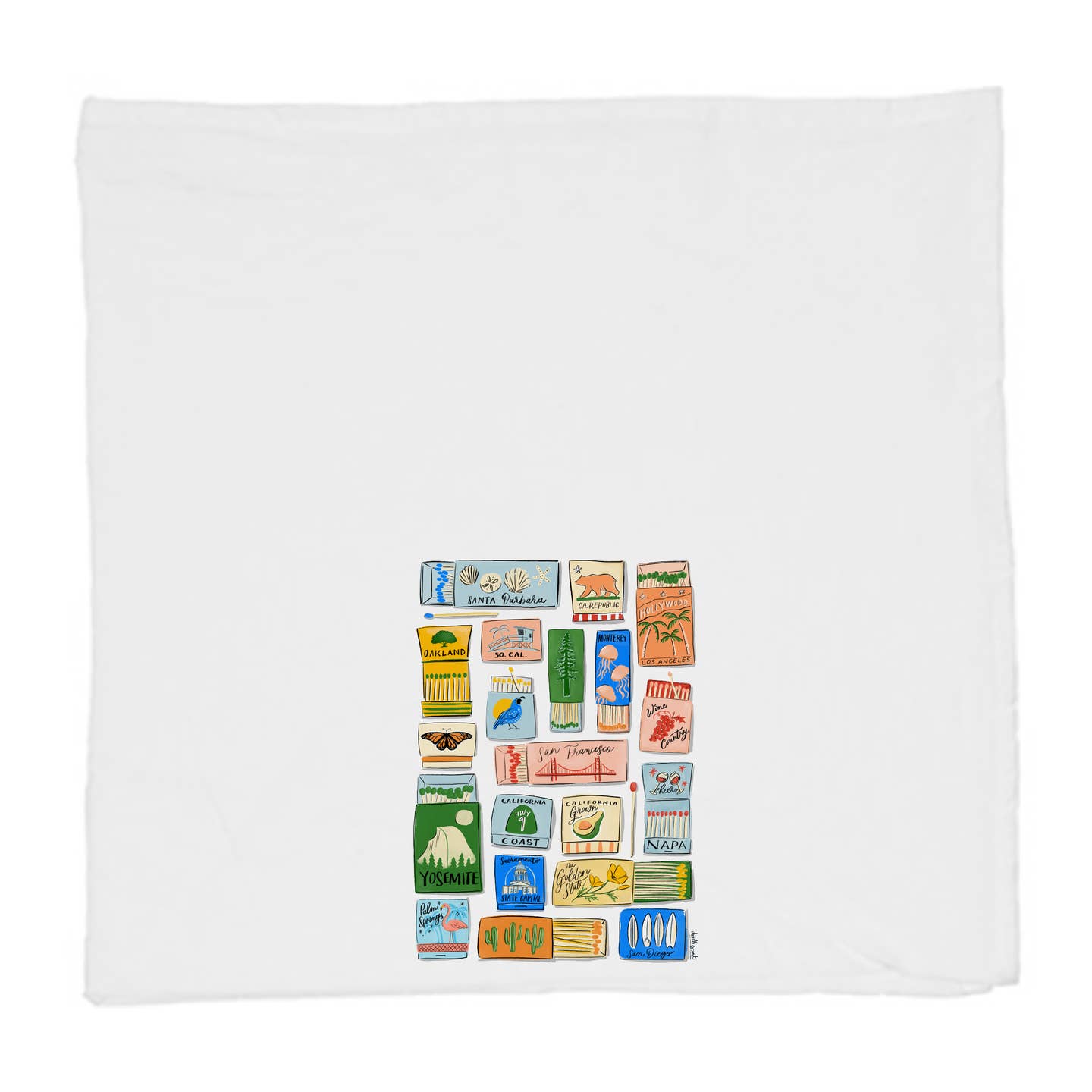 California Matchboxes Tea Towel