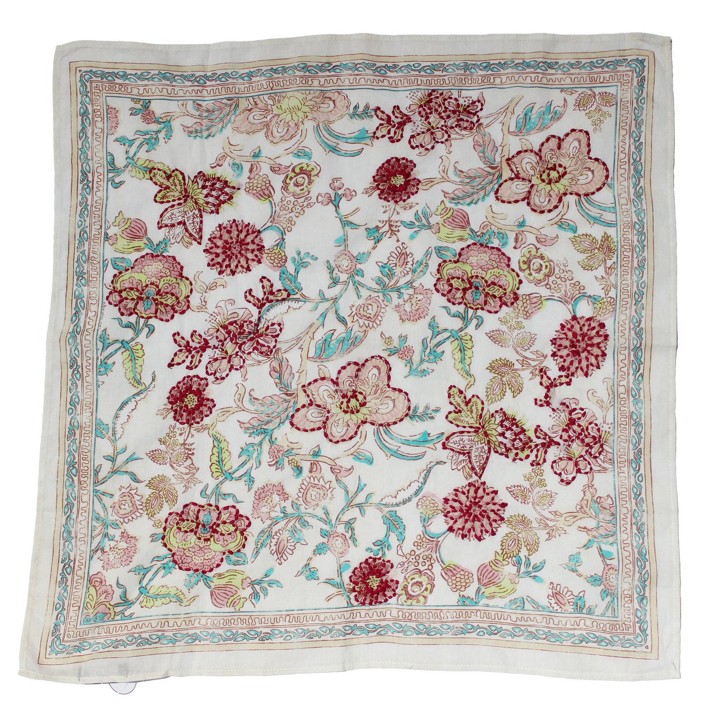 Cotton Embroidered Bandana - White Florals Vismaya Inc.
