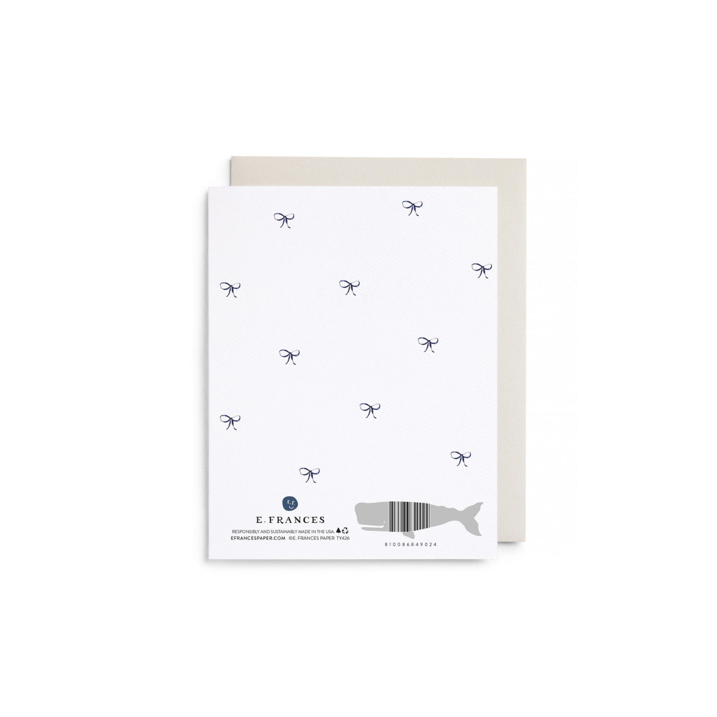 Big Navy Striped Bow Thank You Boxed Cards