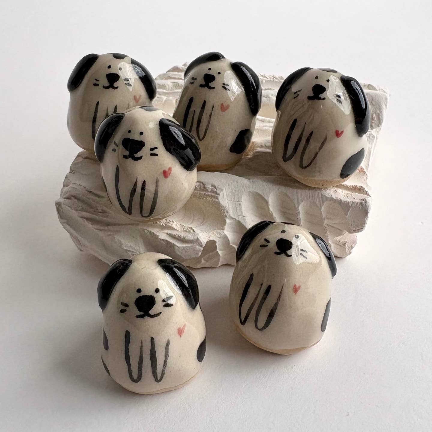 Handmade Mini Ceramic Dog Figurine