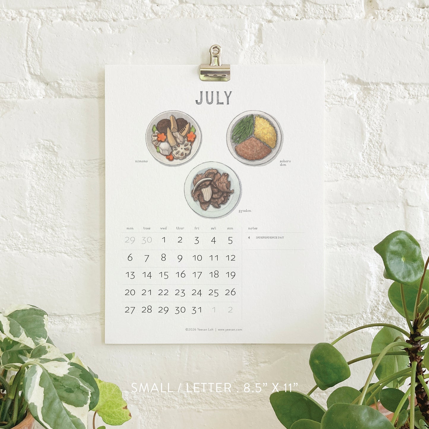 2026 Calendar- Small - Bento