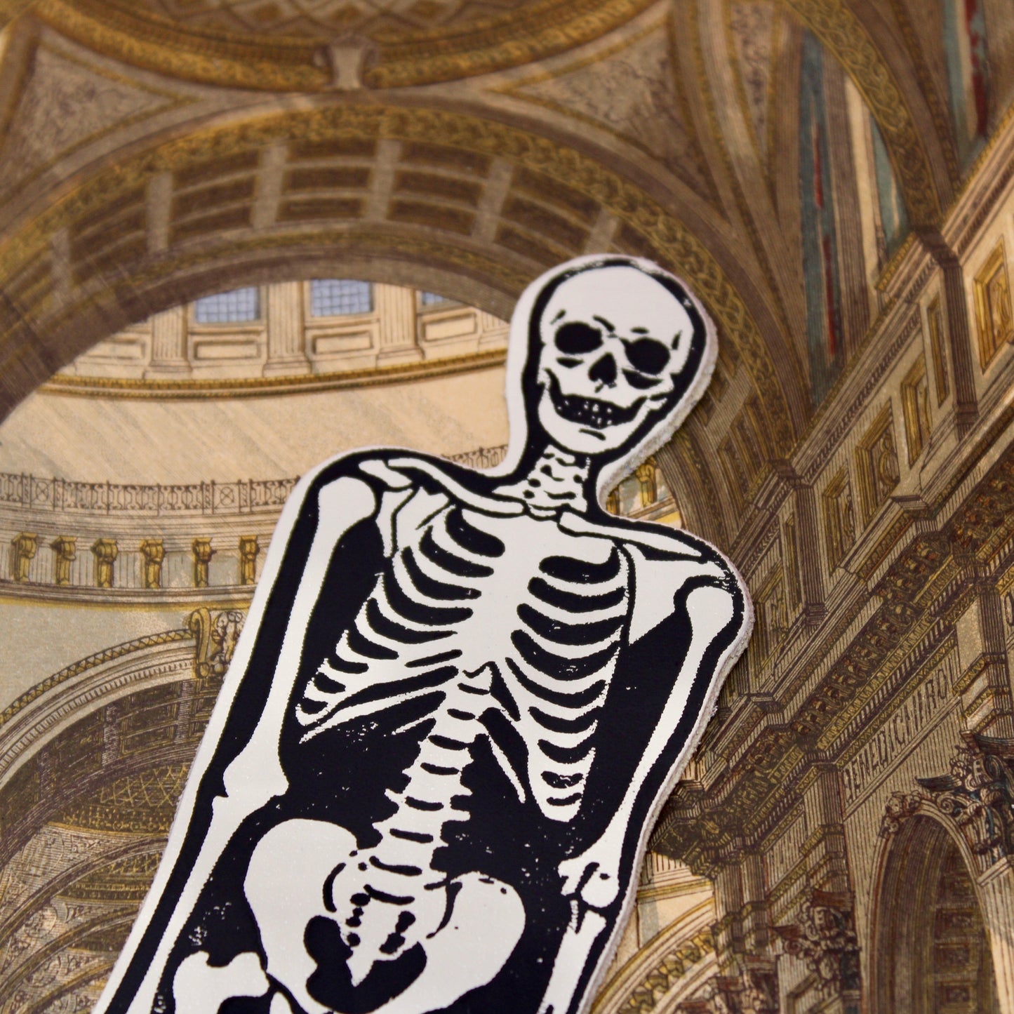 Skeleton Leather Bookmark - Cream