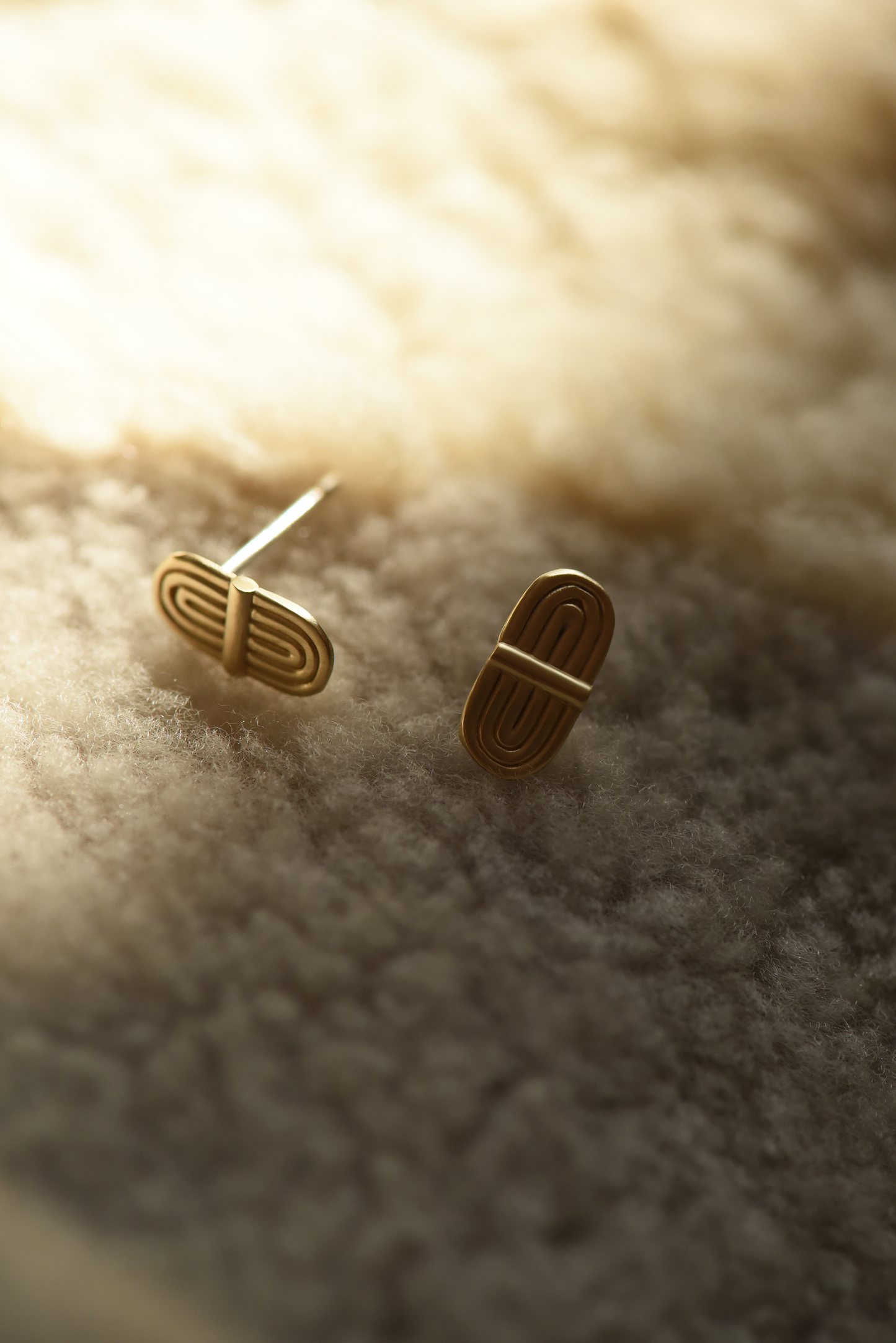 Double Arc Brass Stud Earrings