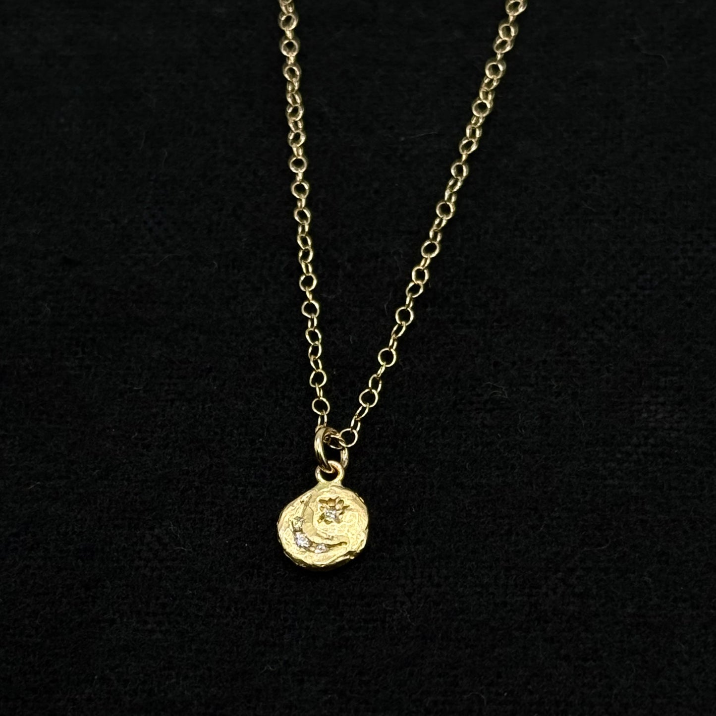Tiny Crescent and Star Pendant -14 Karat Gold