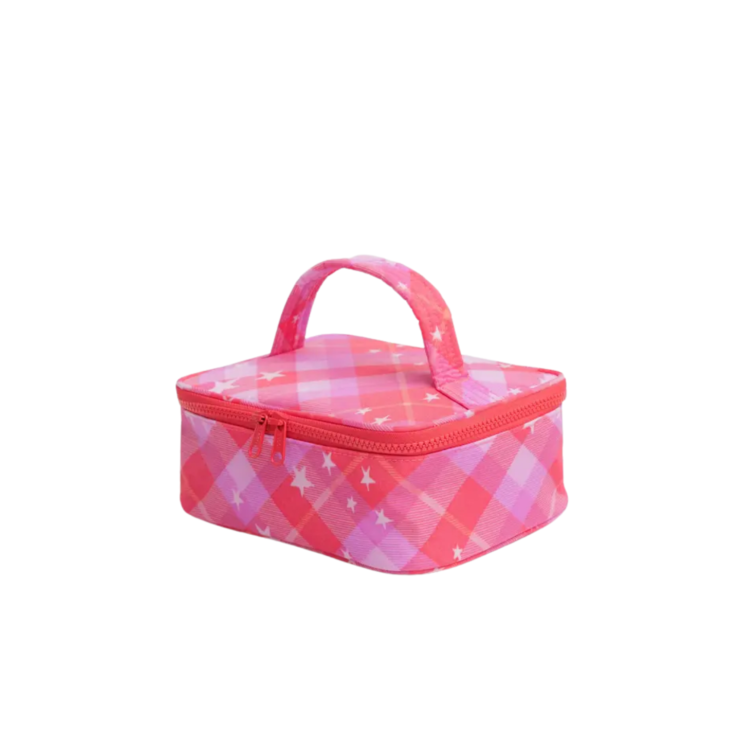Small Cosmetic Case - Pink Star Plaid
