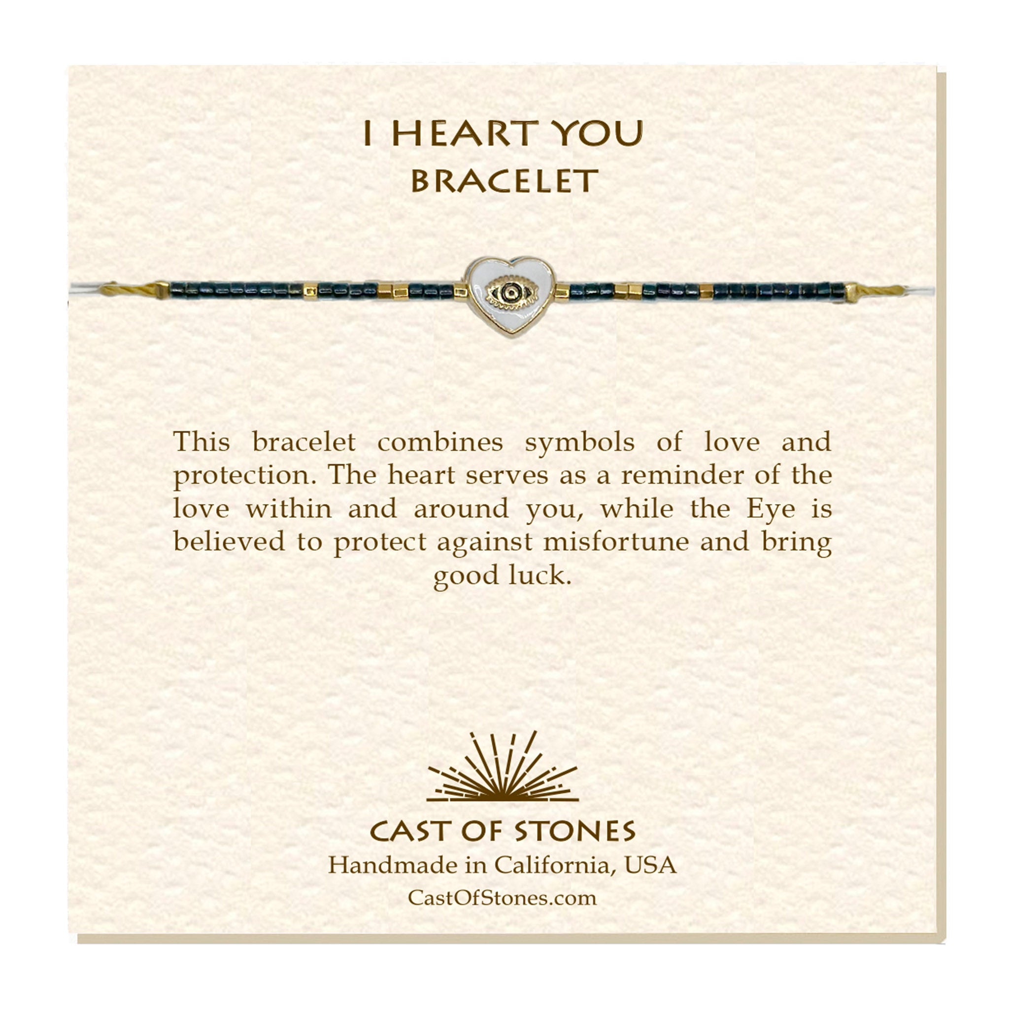 I Heart You Bracelet  - Midnight/White Cast of Stones