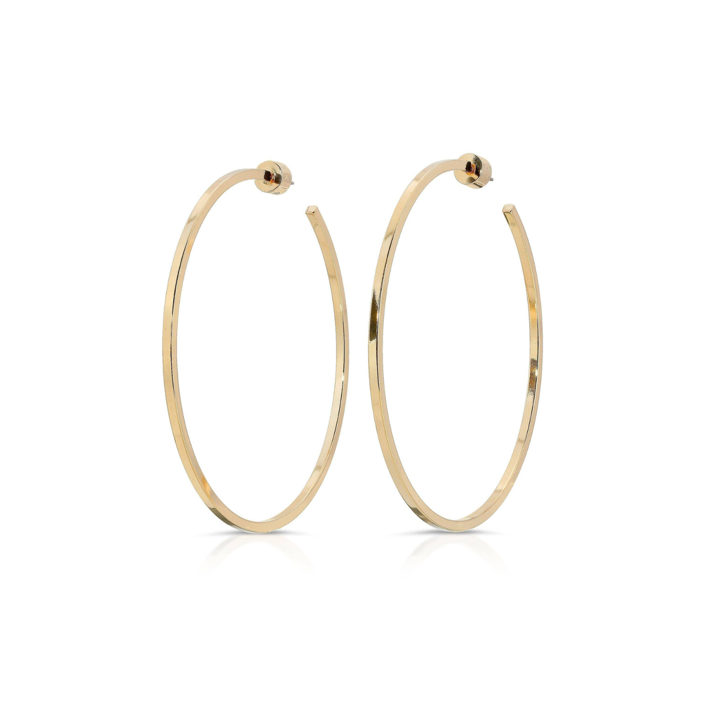 Ava 2.5" Square Wire Hoop Earring - Gold