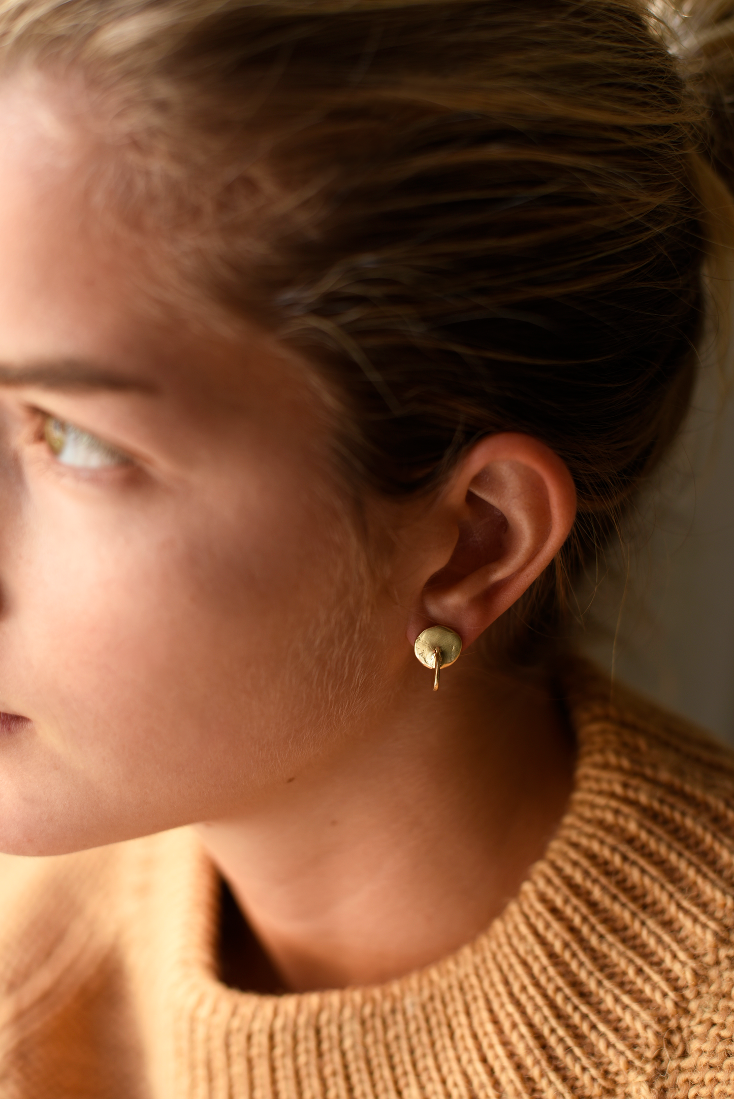 Interlocking Disc Stud Brass Earring