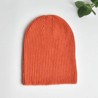 Cashmere/Wool Fold Over Beanie - Orange