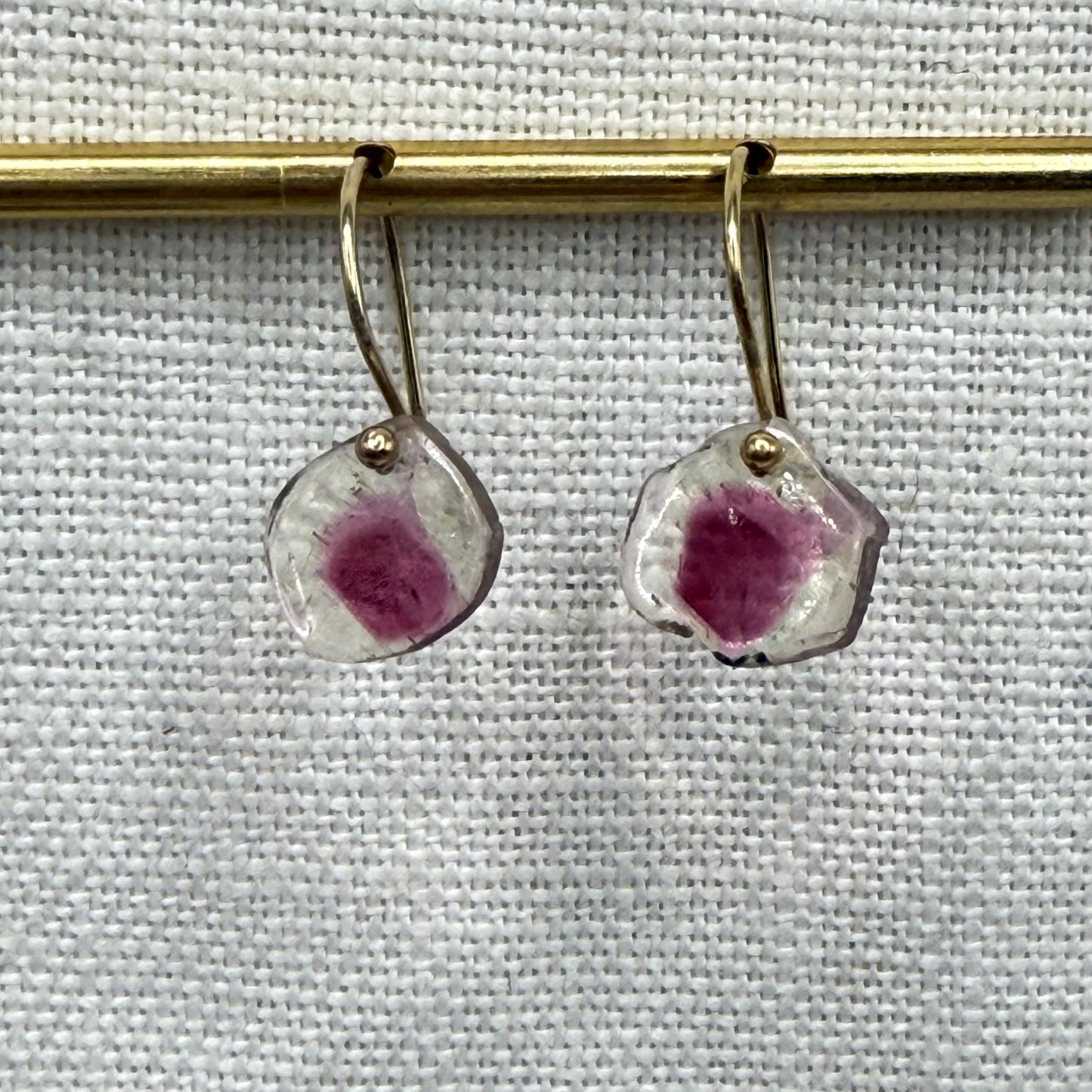 Petite Pink Tourmaline Dot Gold Filled Earring
