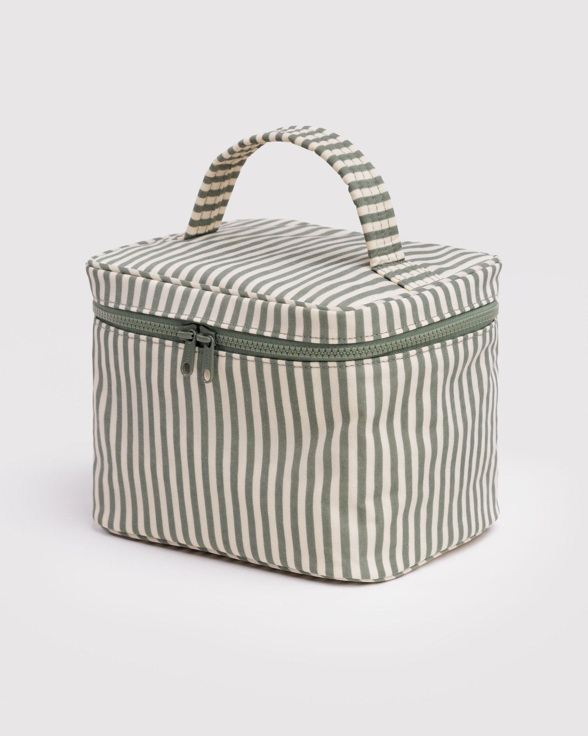 Large Cosmetic Case - Sage Stripe
