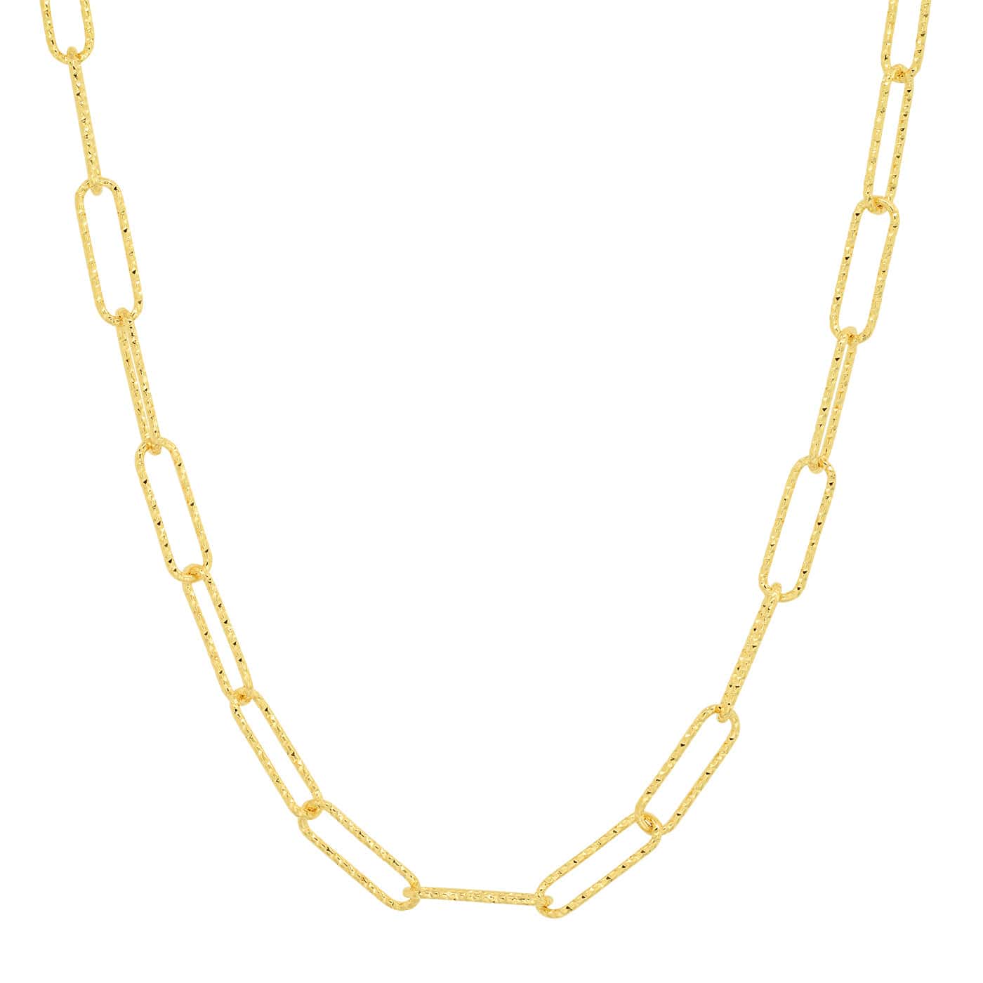 Hammered Paper Clip Chain - Gold