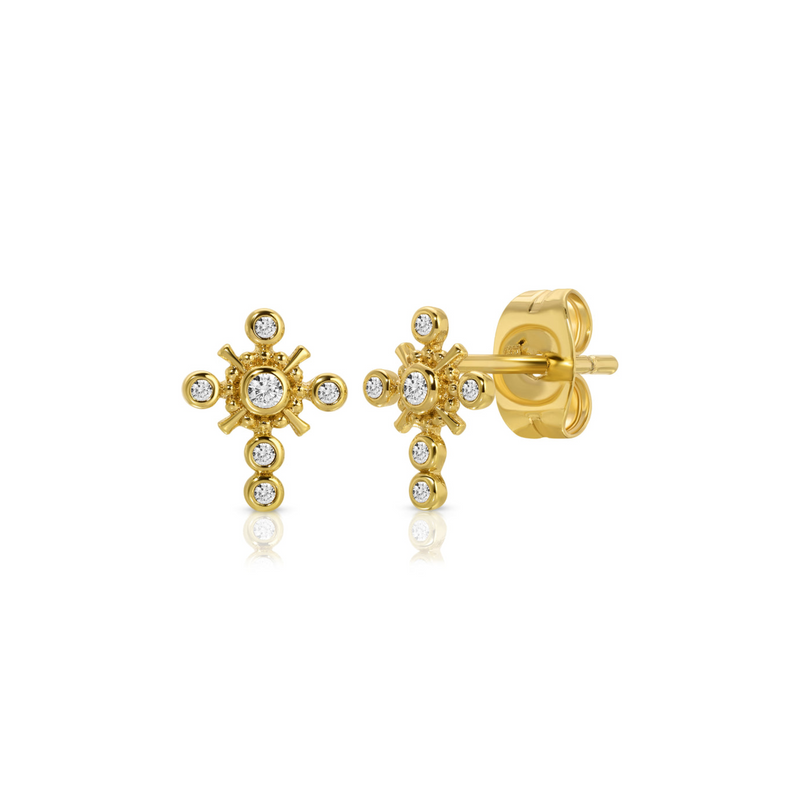 Gothic Cross Studs - CZ