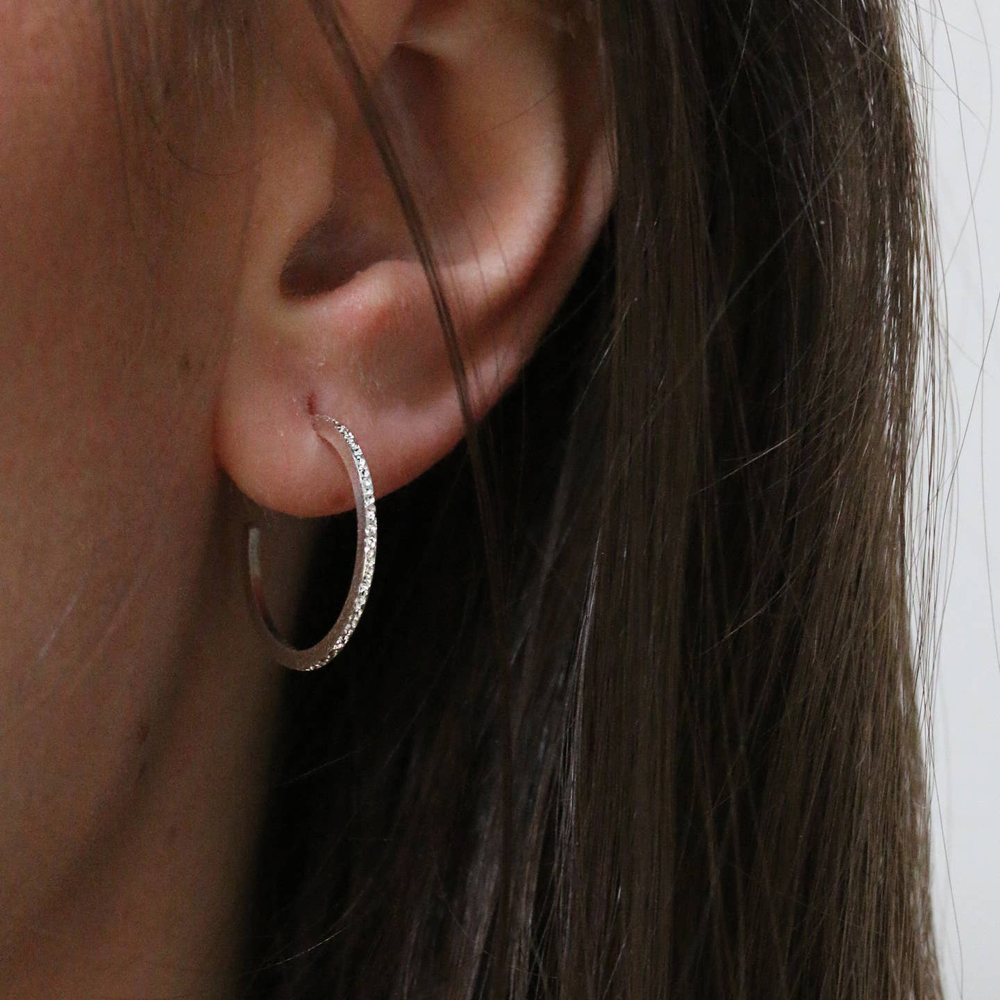 Medium Round Hoops - Diamond Dusted- Sterling Silver Christina Kober