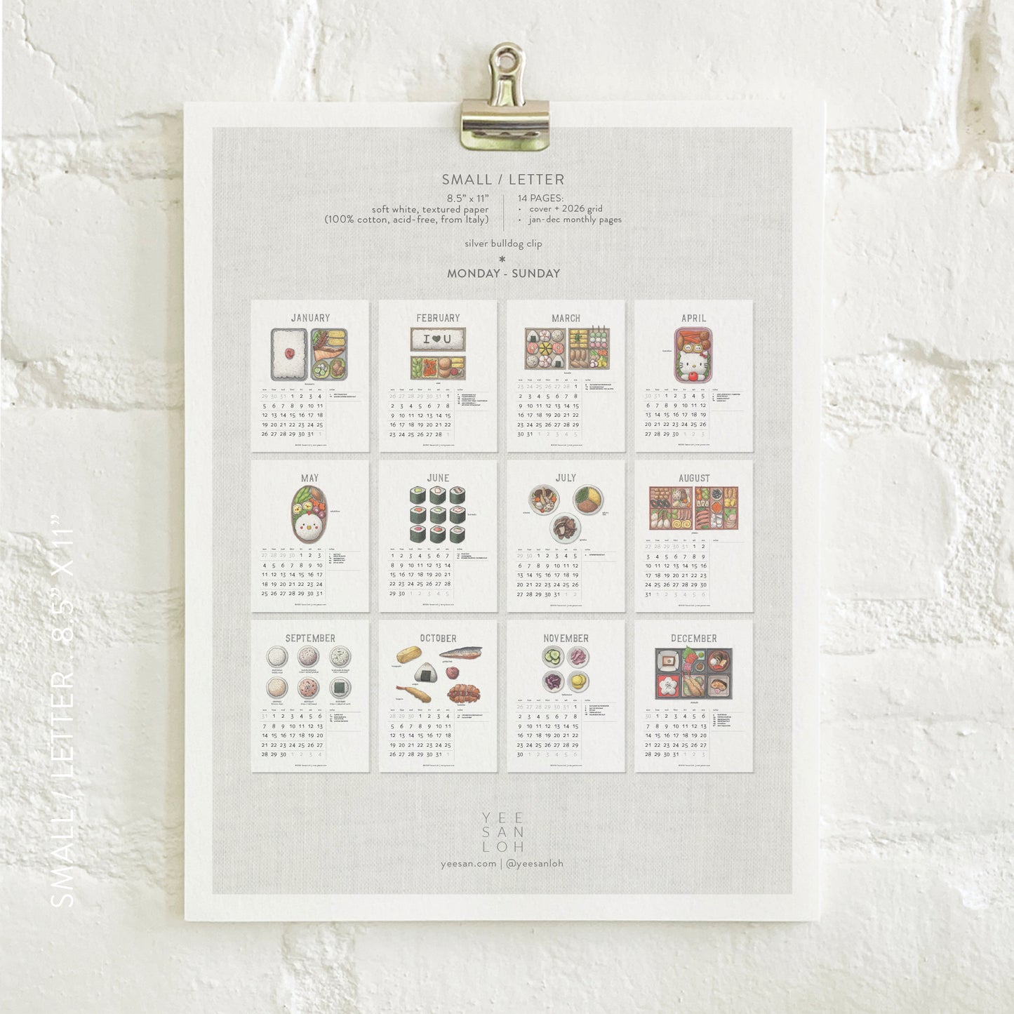 2026 Calendar- Small - Bento