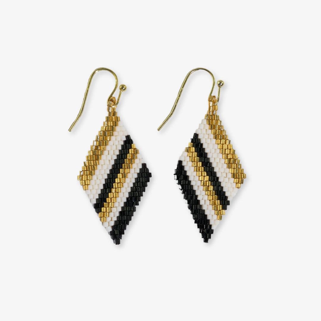 Zelda Angled Stripe Diamond Earrings Ink + Alloy