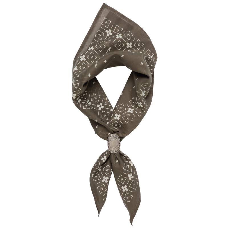 Hand Dyed Cotton Bandana - Washed Black - "Feel the Fear, Do It Anyway"