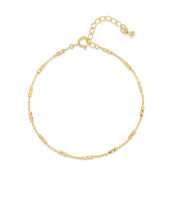 Chain Bracelet with Hexagon Accents- Gold Vermeil