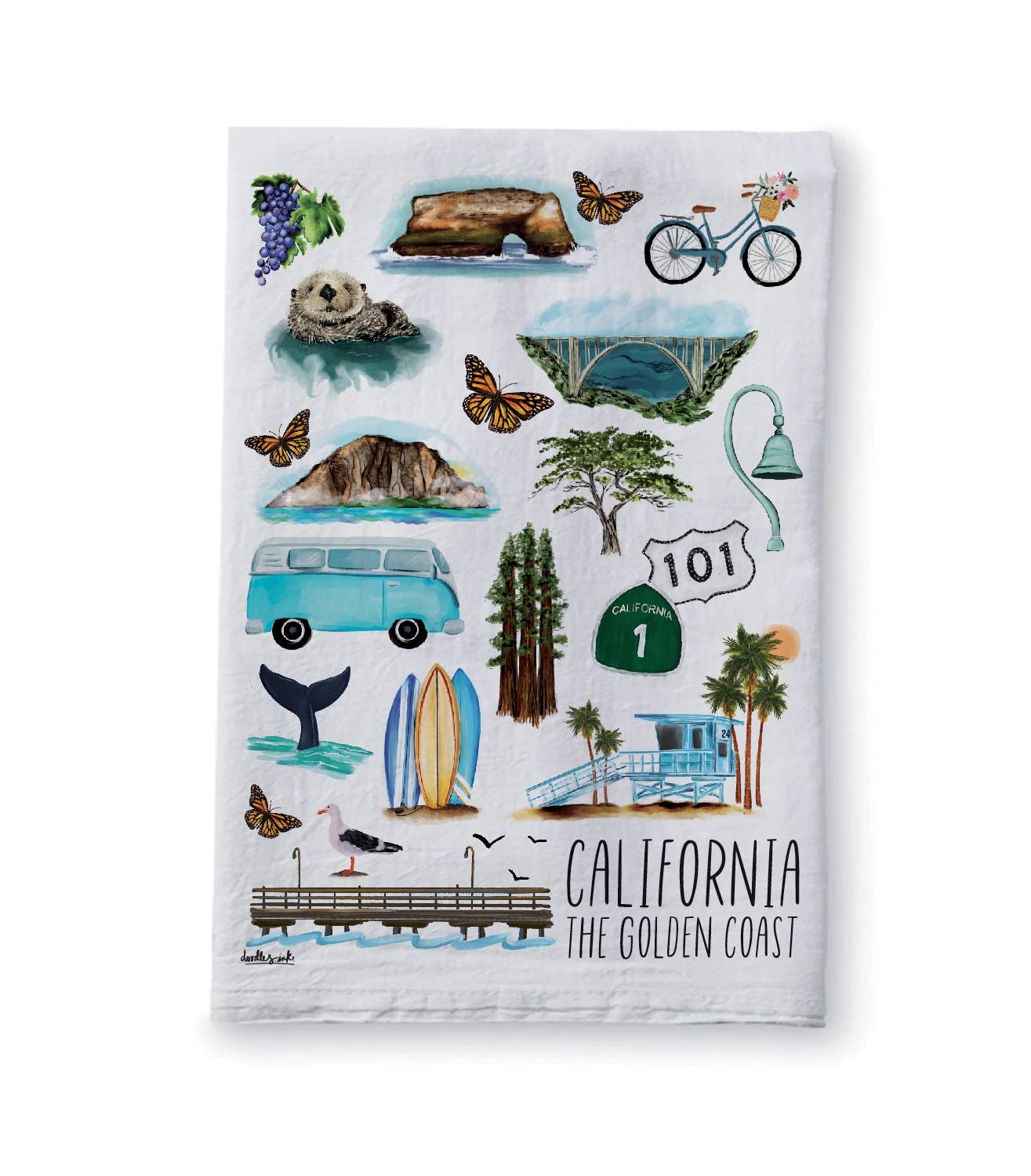 Golden Coast - California Coast Tea Towel