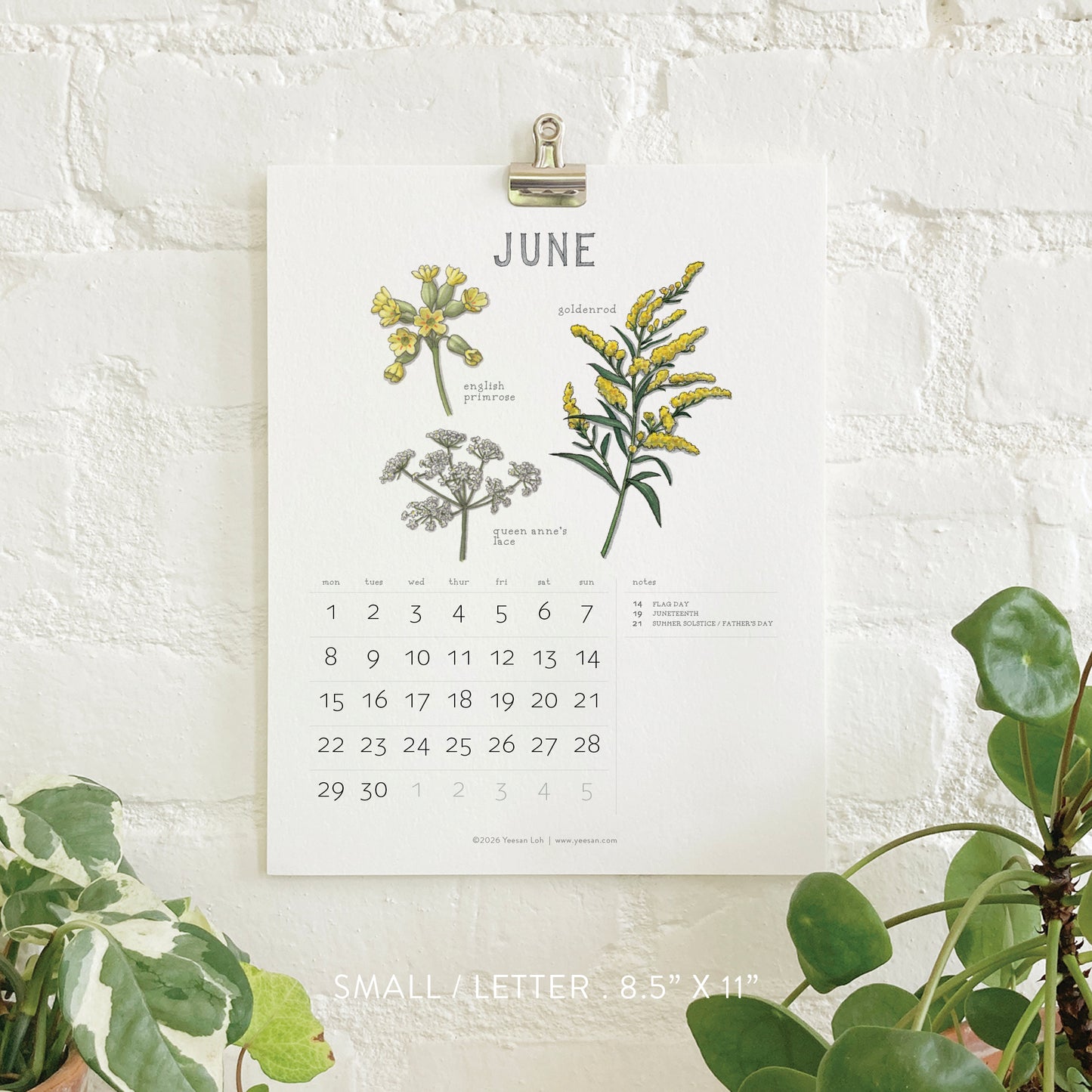 2026 Calendar- Small - Flowers