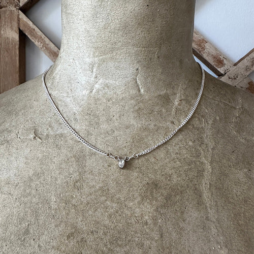 Load image 1 in gallery view. Single Polki Diamond Pendant on Sterling Chain Necklace