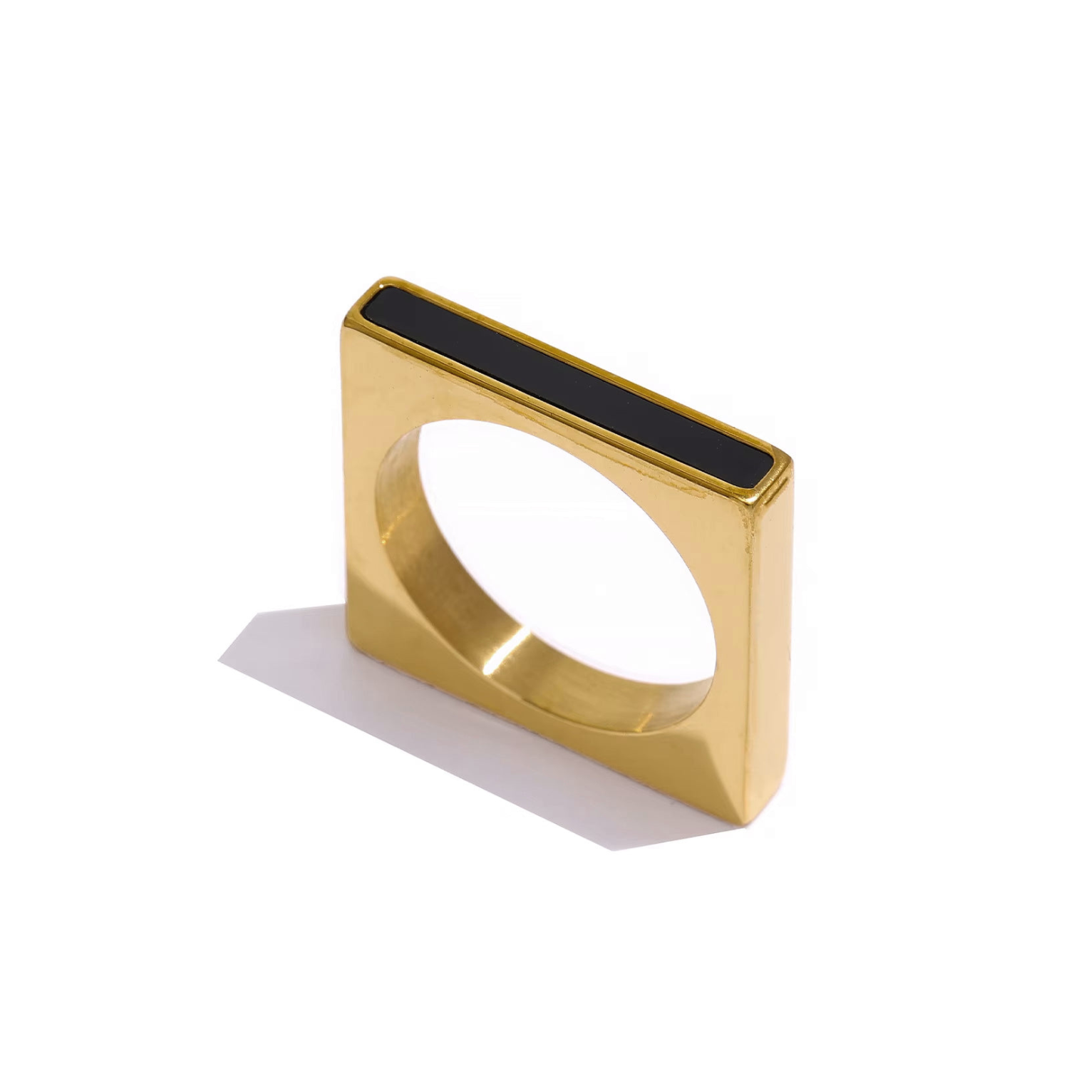 Penelope Black Enamel Square Ring
