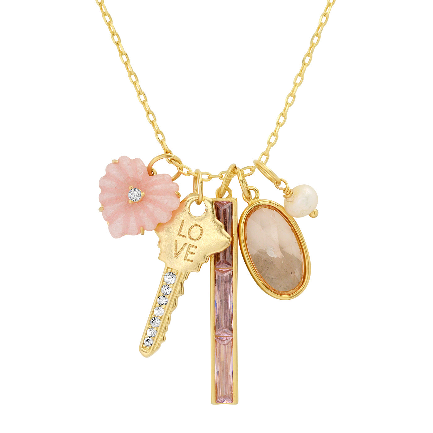 Rose Quartz Charm Necklace