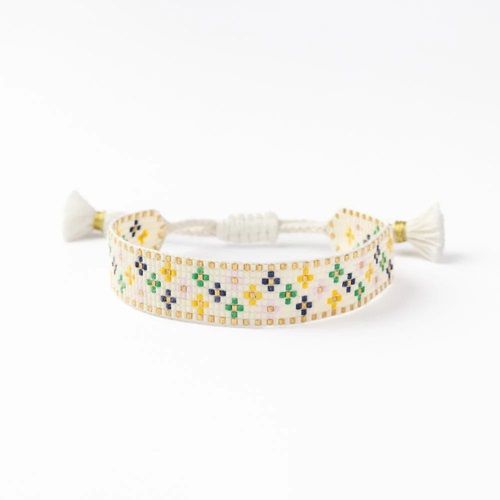 Gabby Mini Floral Adjustable Beaded Bracelet Ivory