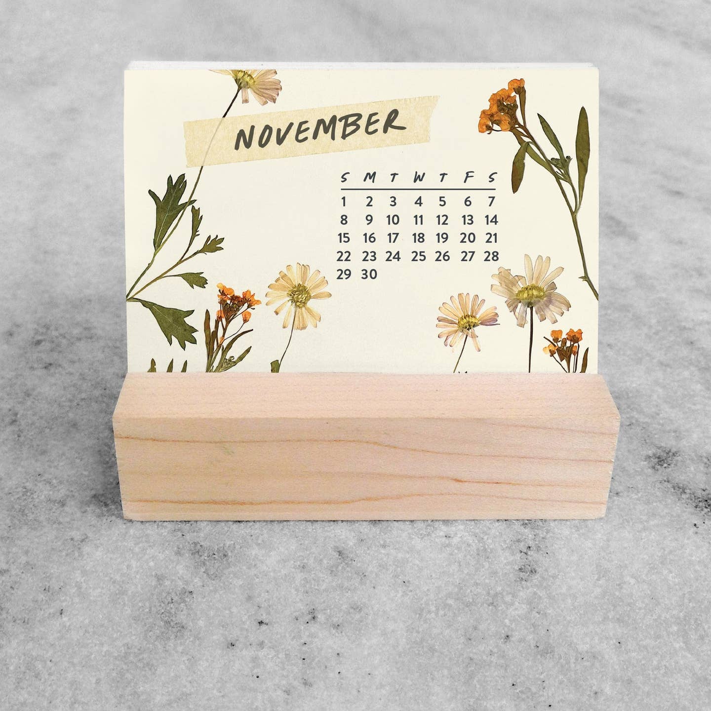 2026 Mini Desk Calendar - Pressed Flowers