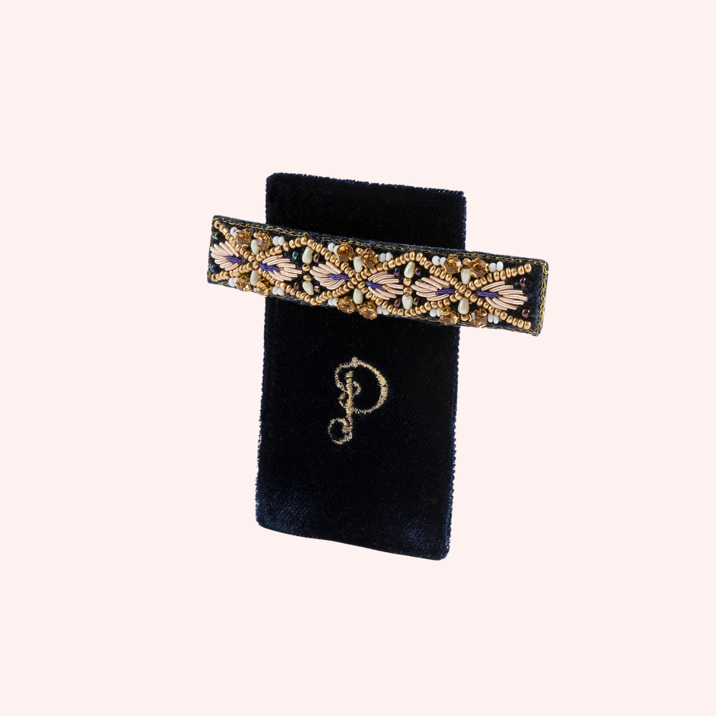 Hair Barette - Tangerine, Floral, & Teal