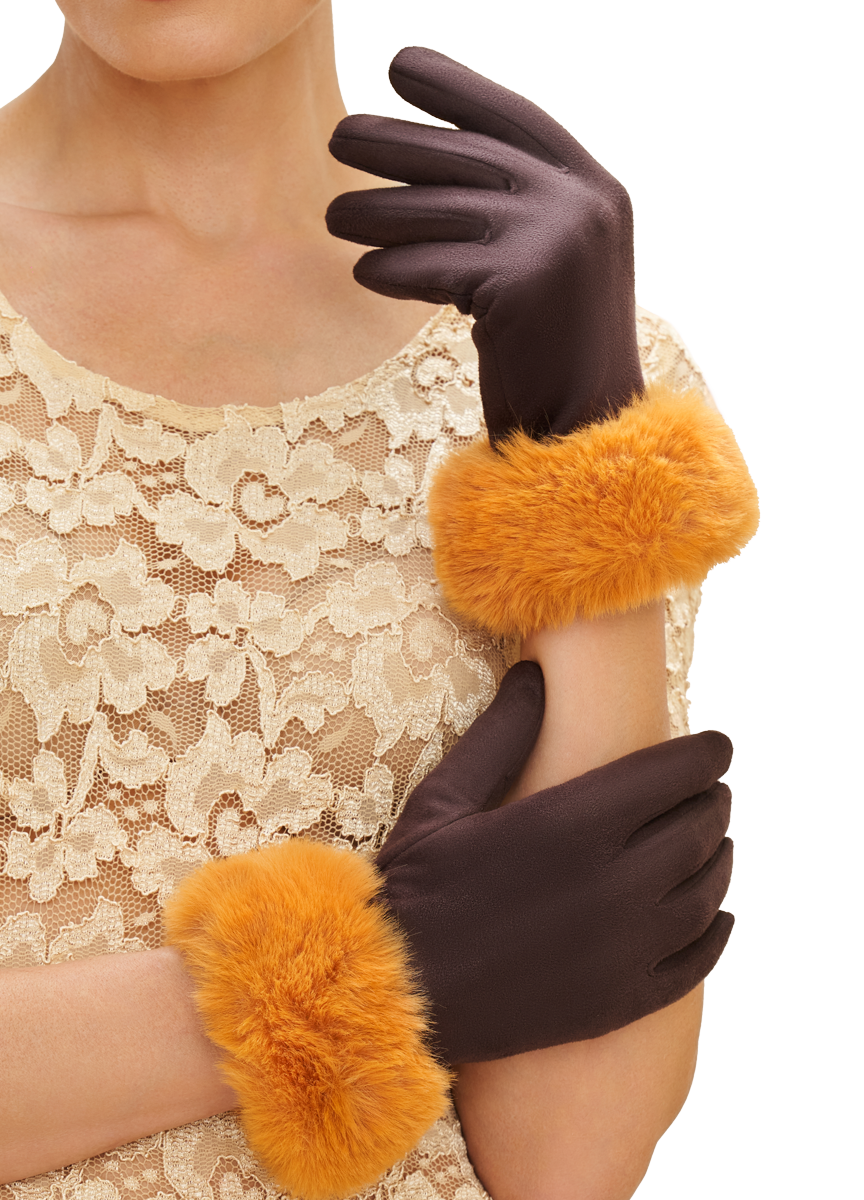 Betinna Gloves - Chocolate & Mustard