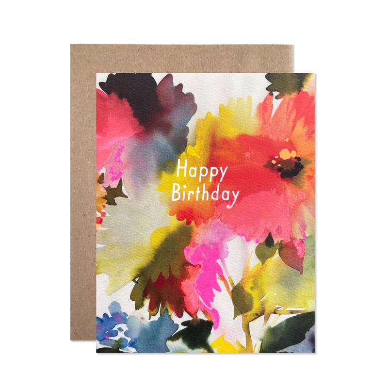 Birthday Dahlias By Helen Dealtry Card