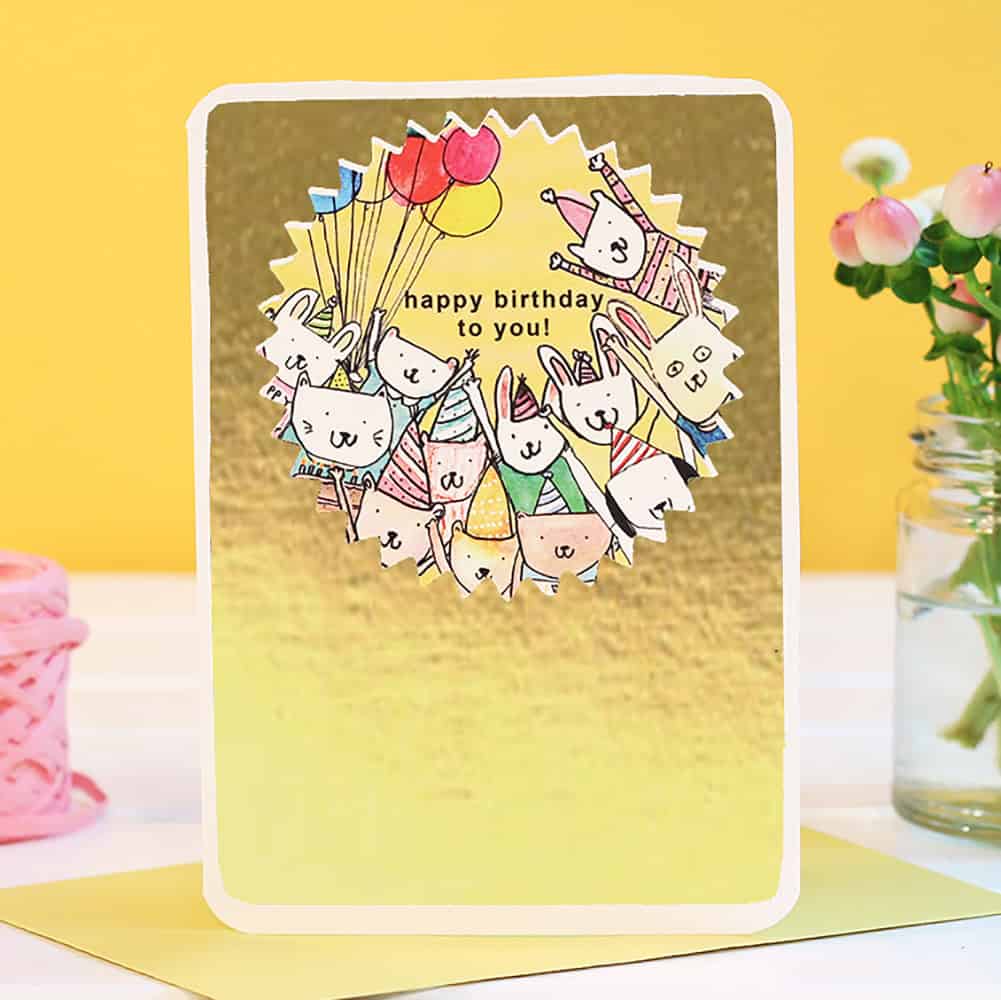 Gold Birthday Party Card