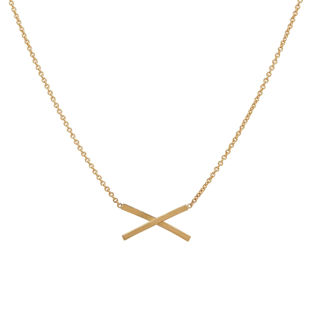 Mini "X" Necklace - 14 Karat Gold - 16"