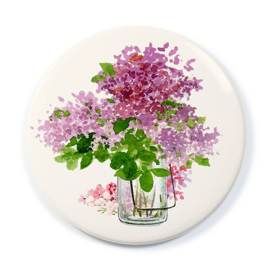 Lavender Lilacs - Pocket Mirror w/ Wool-Felt Pouch