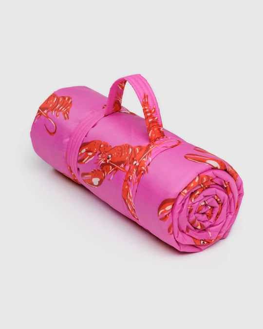Puffy Picnic Blankets - Pink Lobster
