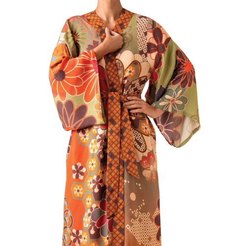 Load image 1 in gallery view. Kimono - 70s Kaleidoscope Floral