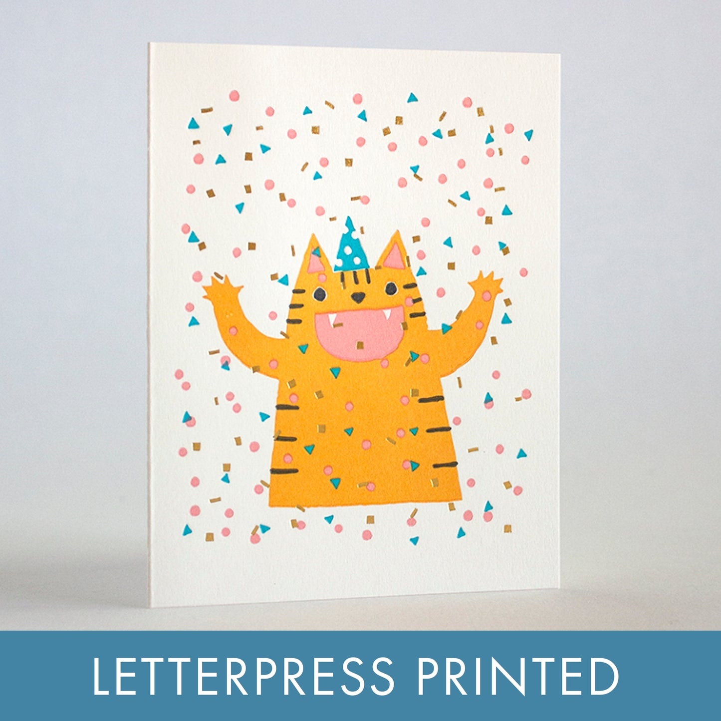 Confetti Cat Party Letterpress Card