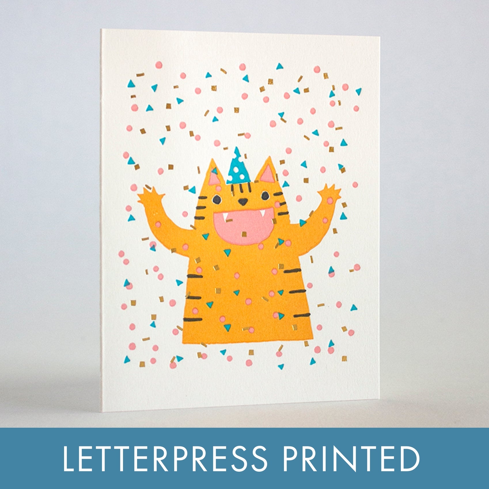 Confetti Cat Party Letterpress Card