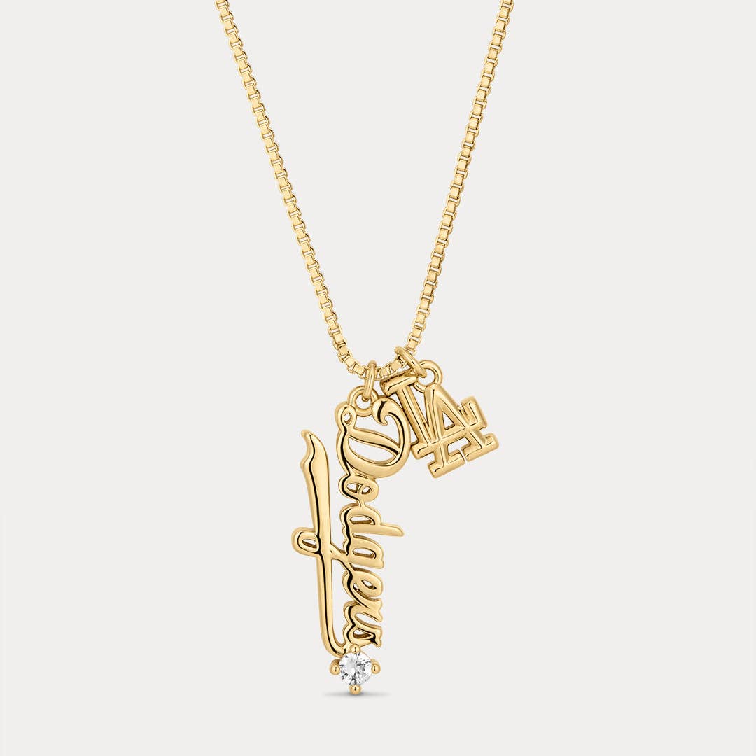 LA/Dodgers Layered Nameplate Necklace - Gold