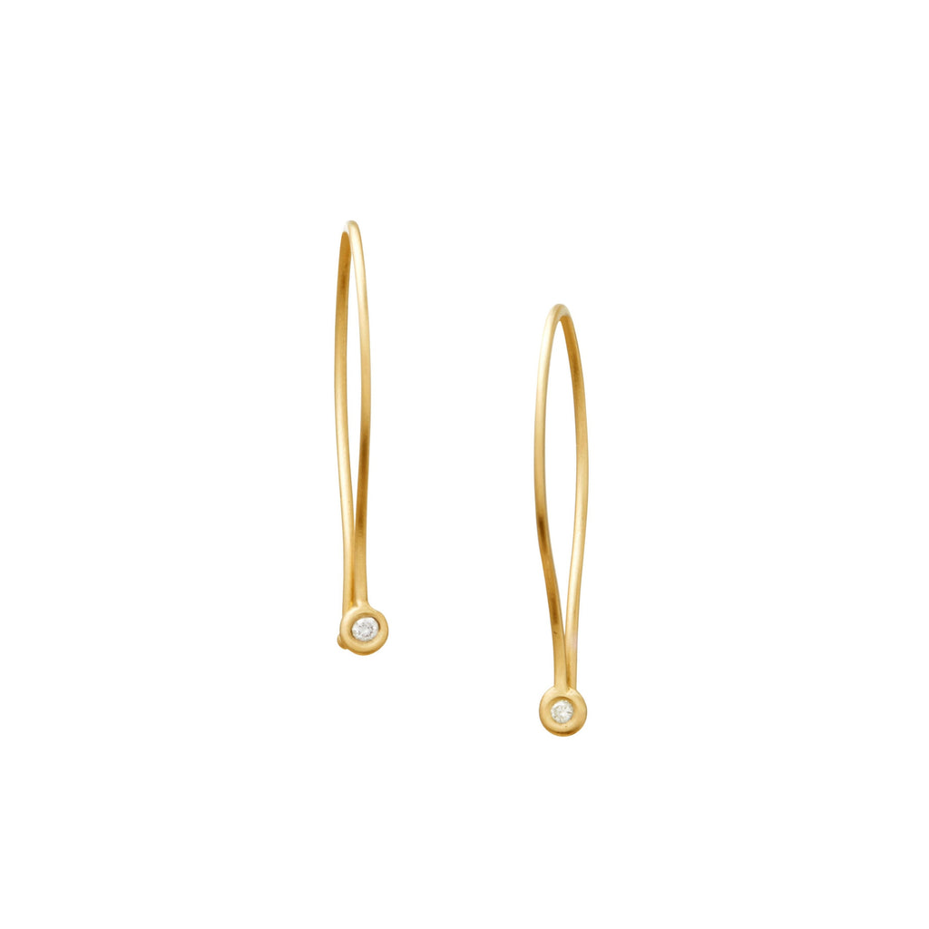 Diamond Dot Ribbon Hoop Earring - 14 Karat Gold