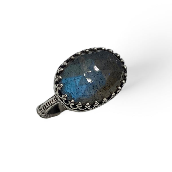 Oval Labradorite Ring - Size 6.5