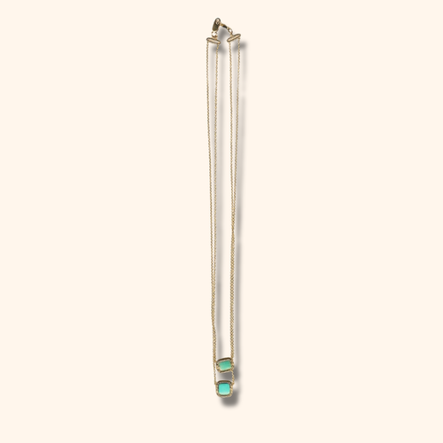 Load image 1 in gallery view. Small Wire Wrapped Square Turquoise on 14 Karat Gold Filled Chain