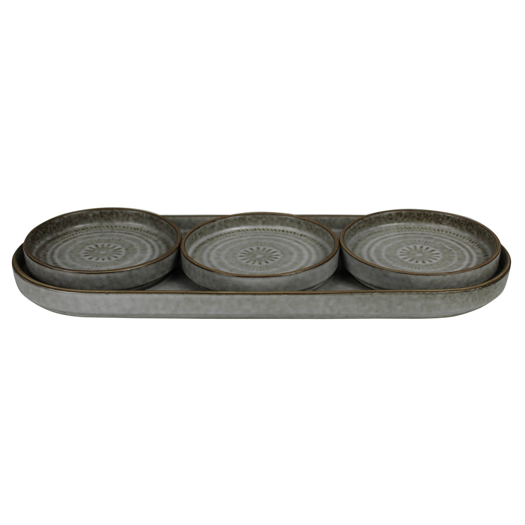 Plate Trio on Platter, Ceramic