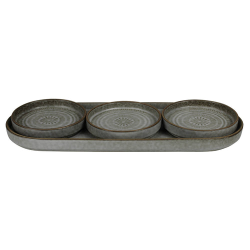 Load image 1 in gallery view. Plate Trio on Platter, Ceramic
