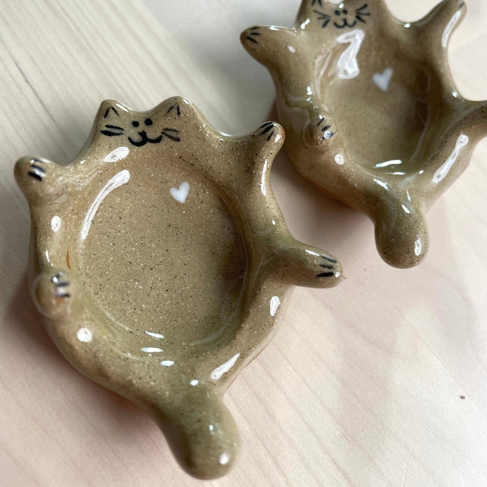 Handmade Ceramic Cat Ring Dish - Brown