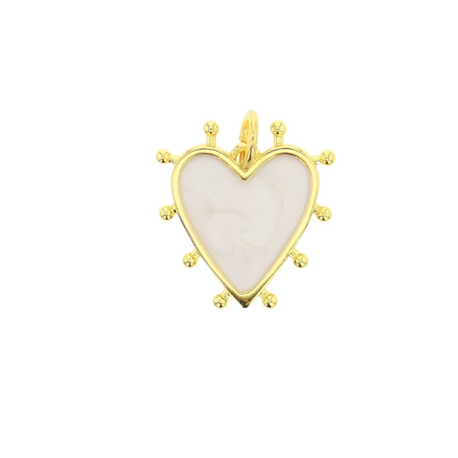 White Beaded Heart Charm