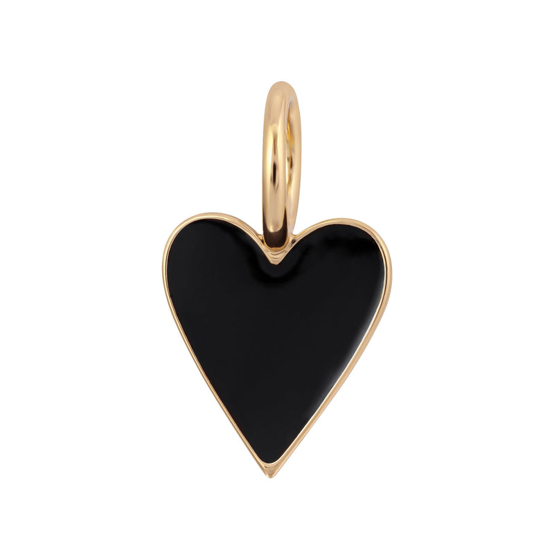 Small Helena Enamel Heart Pendant - Black - Homage Pasadena