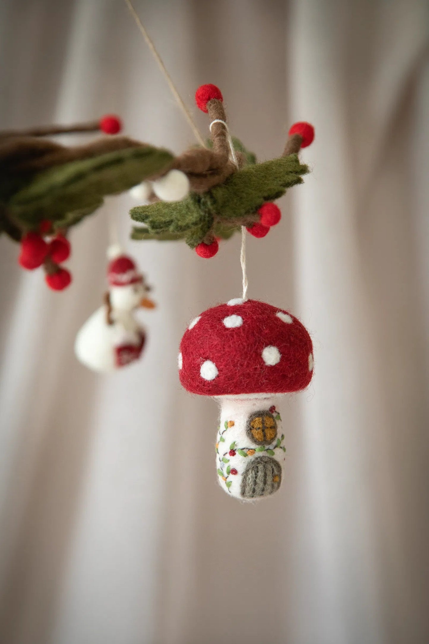 Mushroom House Felt Ornament